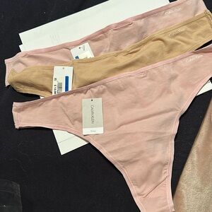 Calvin Klein lot of 3 thong  Undies Tan pink and tan Size 1x New